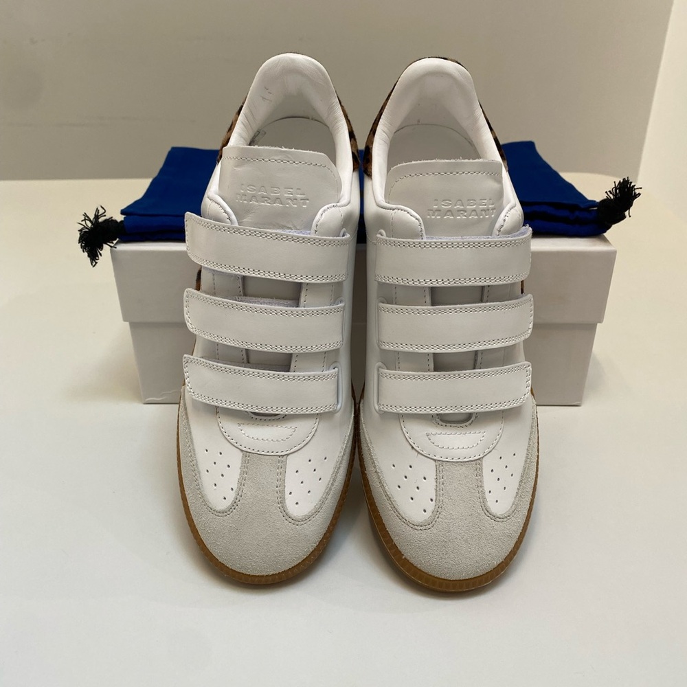 Isabel Marant Classic Beth Logo Sneaker White Leather/Leopard sz 36 New in Box - Picture 6 of 9